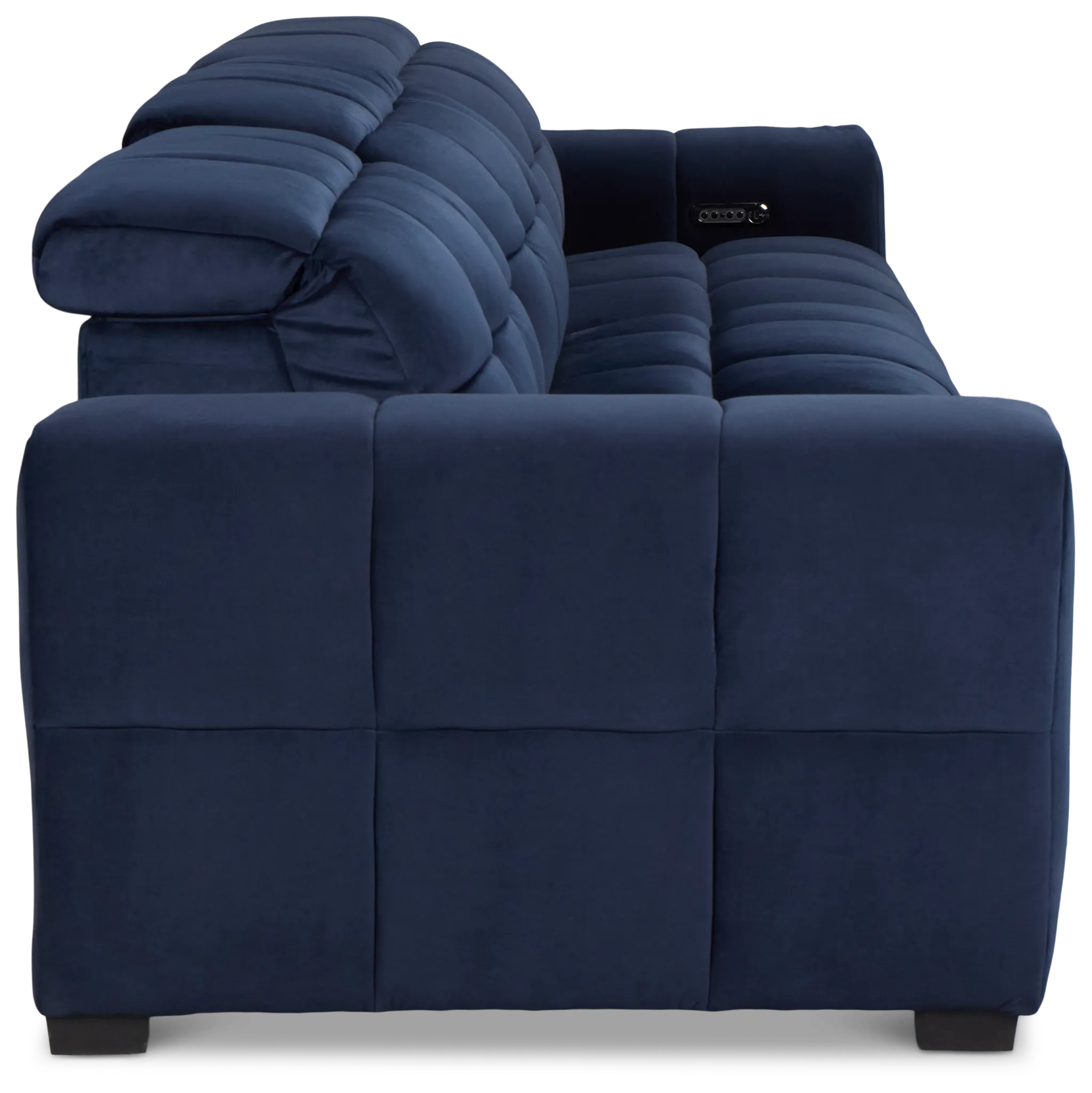 Gemma Navy Velvet Right Chaise Power Reclining Sectional