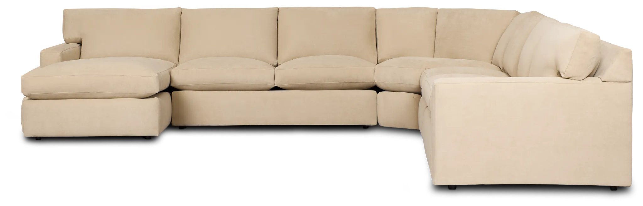 Hudson Beige Fabric Medium Left Chaise Wedge Sectional