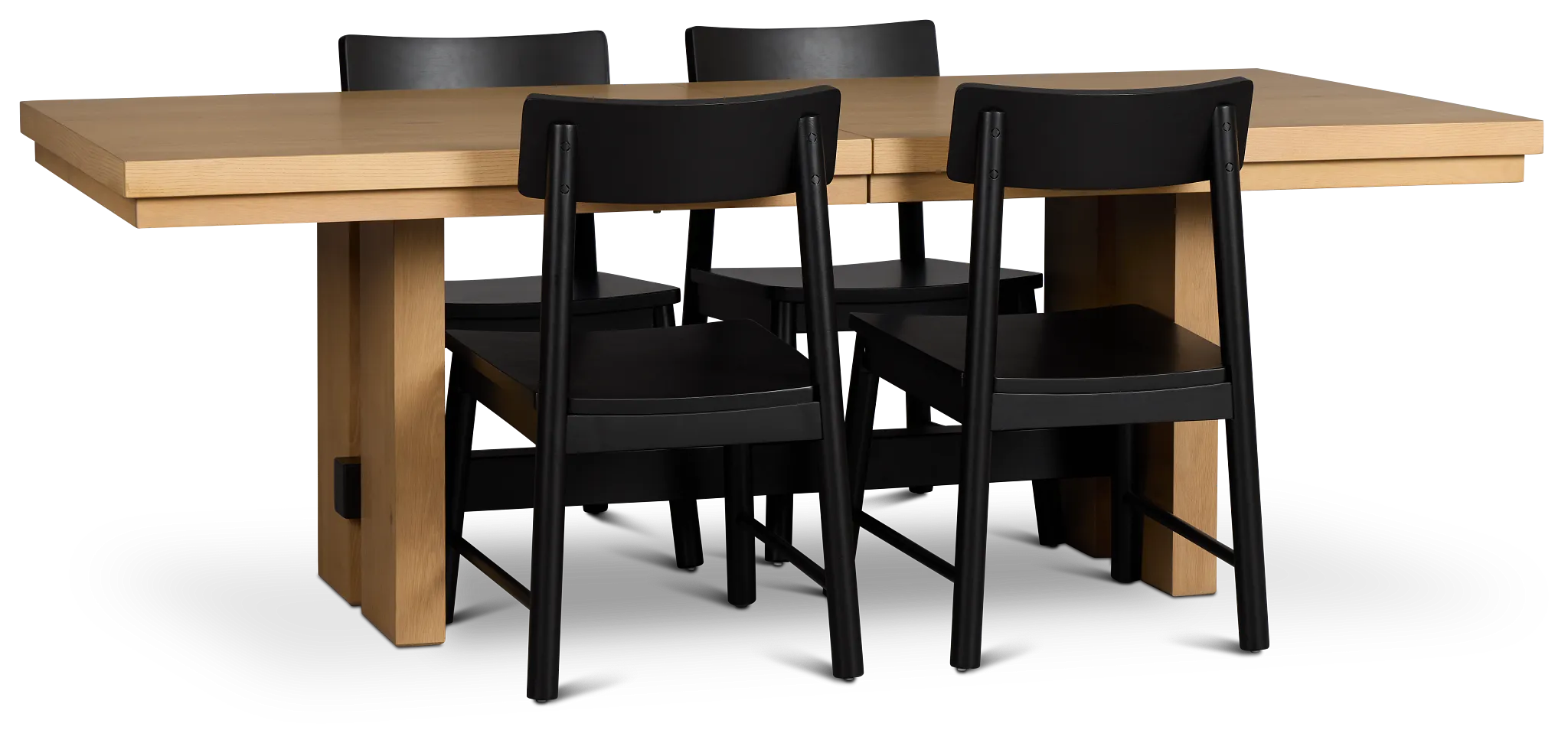 Highland Light Tone Rect Table & 4 Wood Chairs