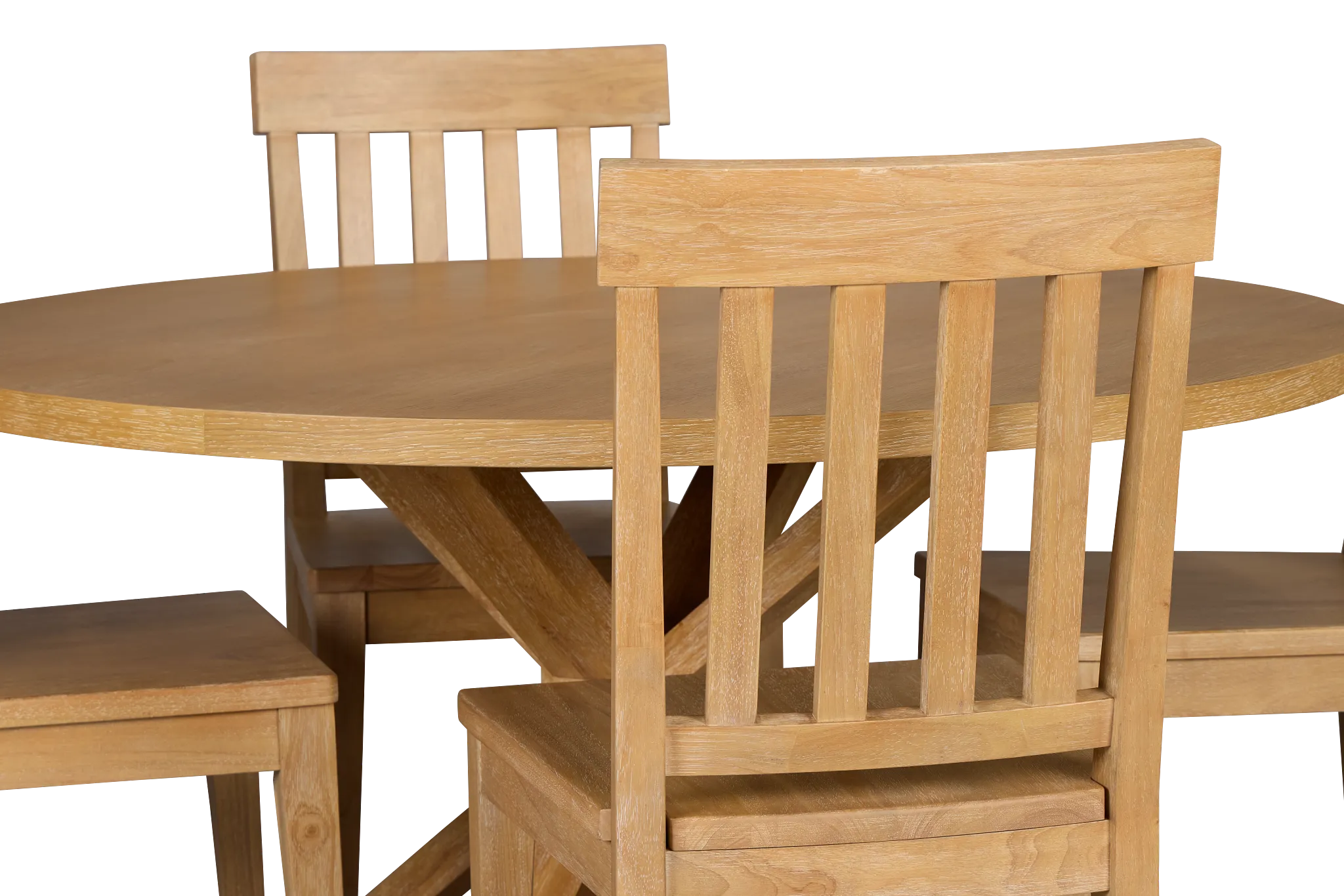 Nantucket Light Tone Round Round Table & 4 Light Tone Chairs