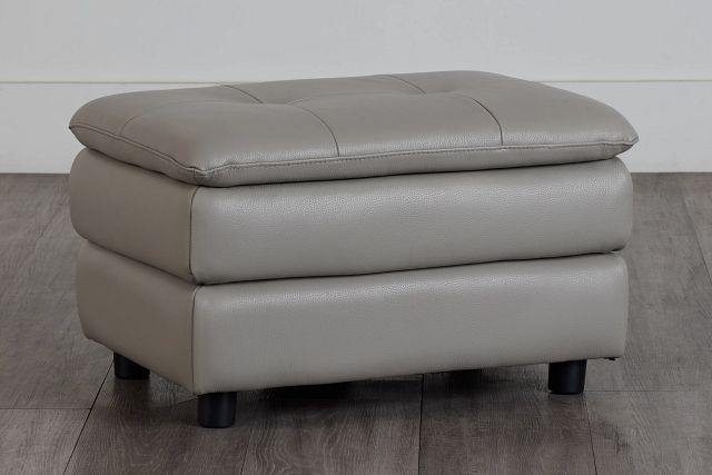 Rowan Gray Leather Ottoman