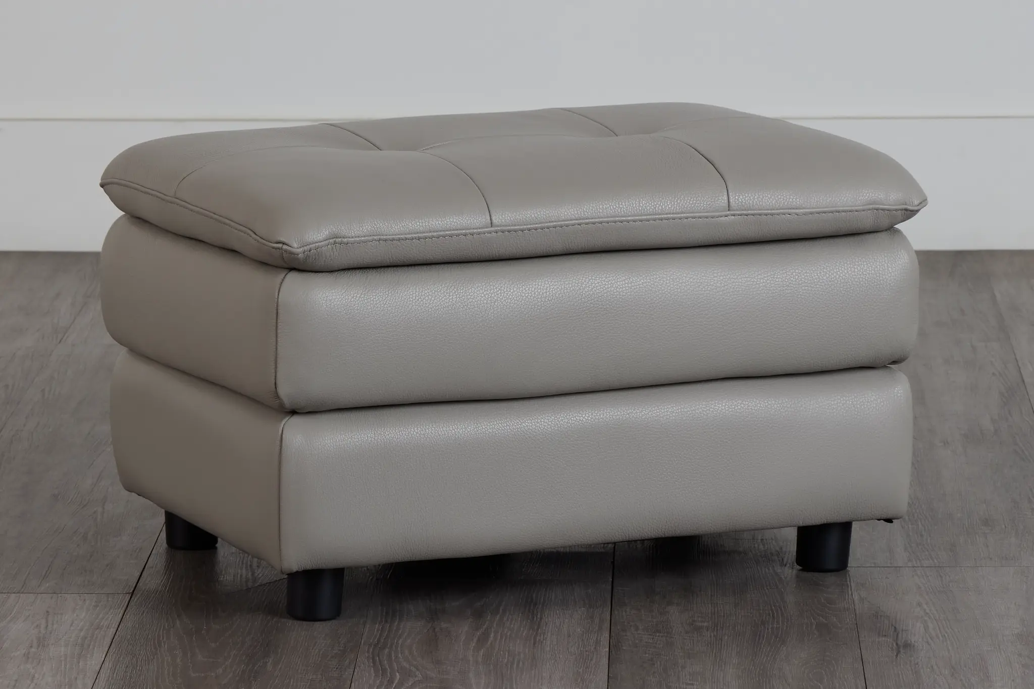 Rowan Gray Leather Ottoman Rowan Gray Leather Ottoman