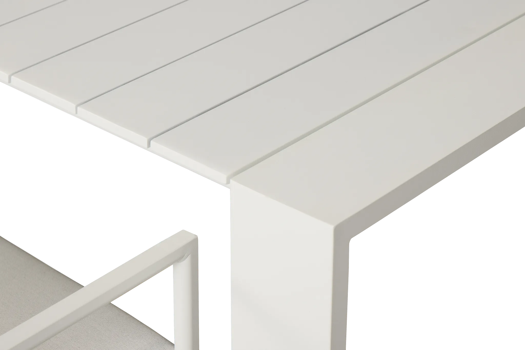 Sunrise White 65" Rectangular Table & 4 Aluminum Arm Chairs