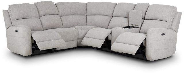 Piper Gray Fabric Medium Dual Power Reclining Sect W/right Console