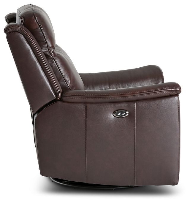 Aiden Brown Leather Power Swivel Glider Recliner