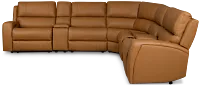Summit Light Brown Lthr/vinyl Large Dual Power Reclining Two-arm Sectional