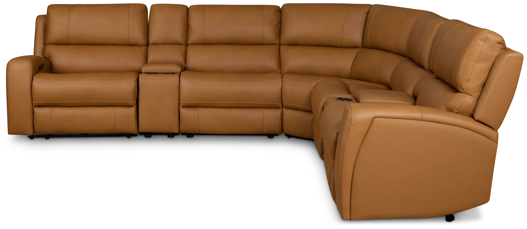 Summit Light Brown Lthr/vinyl Large Dual Power Reclining Two-arm Sectional
