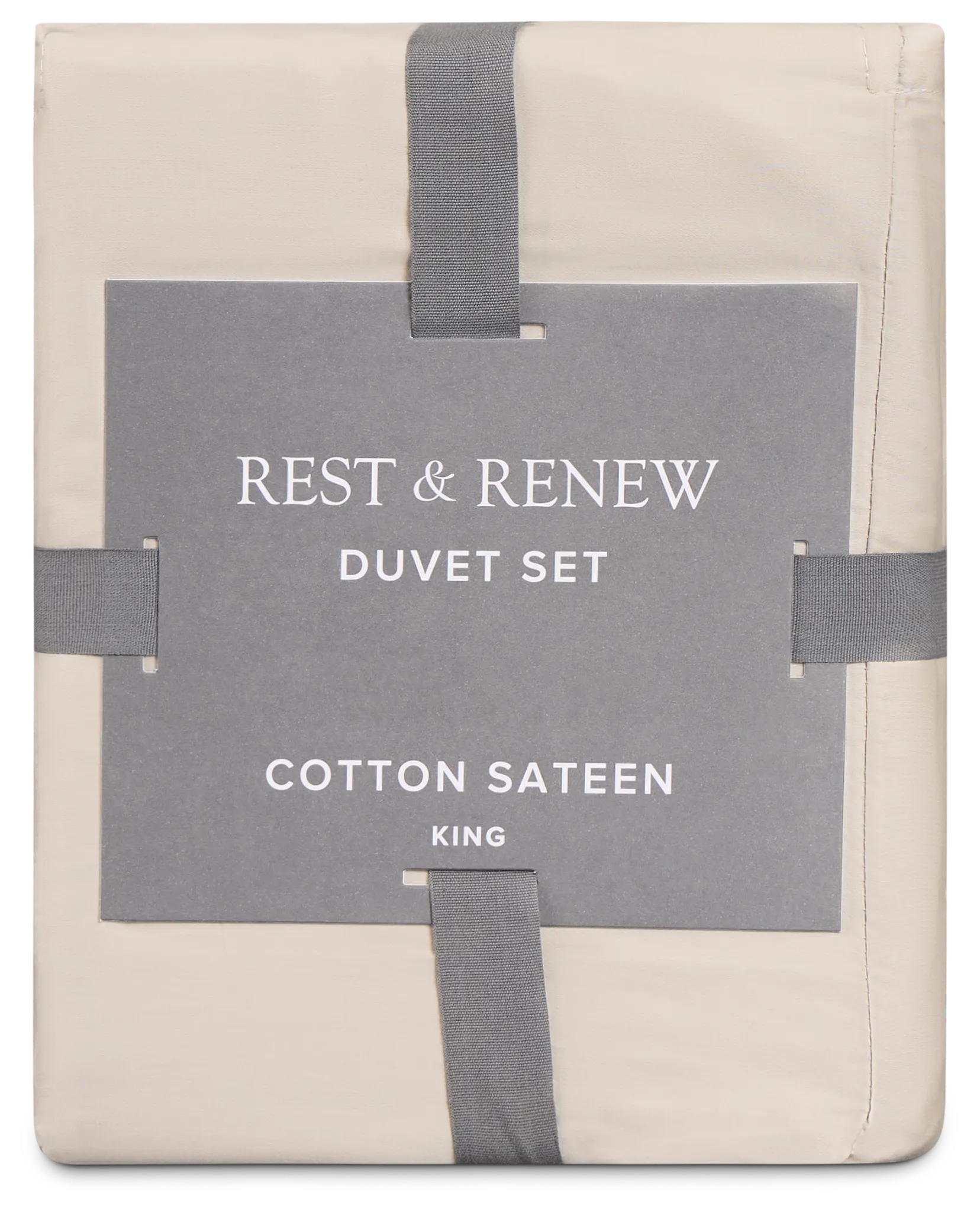 Rest & Renew Cotton Sateen Beige 300 Thread Duvet Set