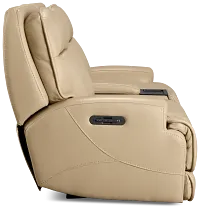 Casey Light Beige Lthr/vinyl Power Reclining Console Sofa
