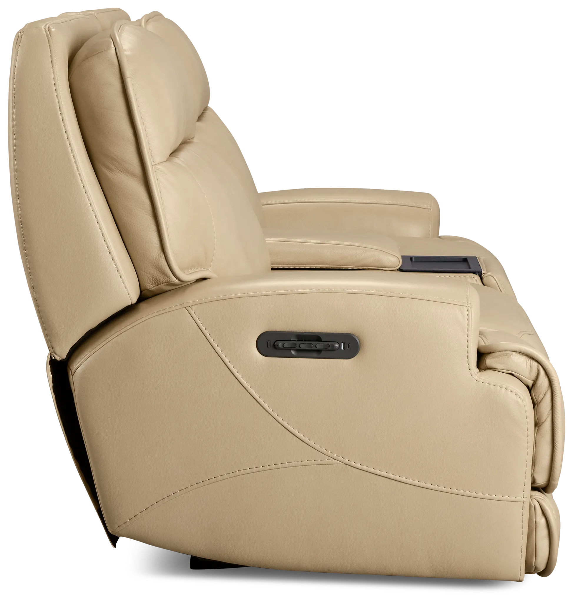 Casey Light Beige Lthr/vinyl Power Reclining Console Sofa