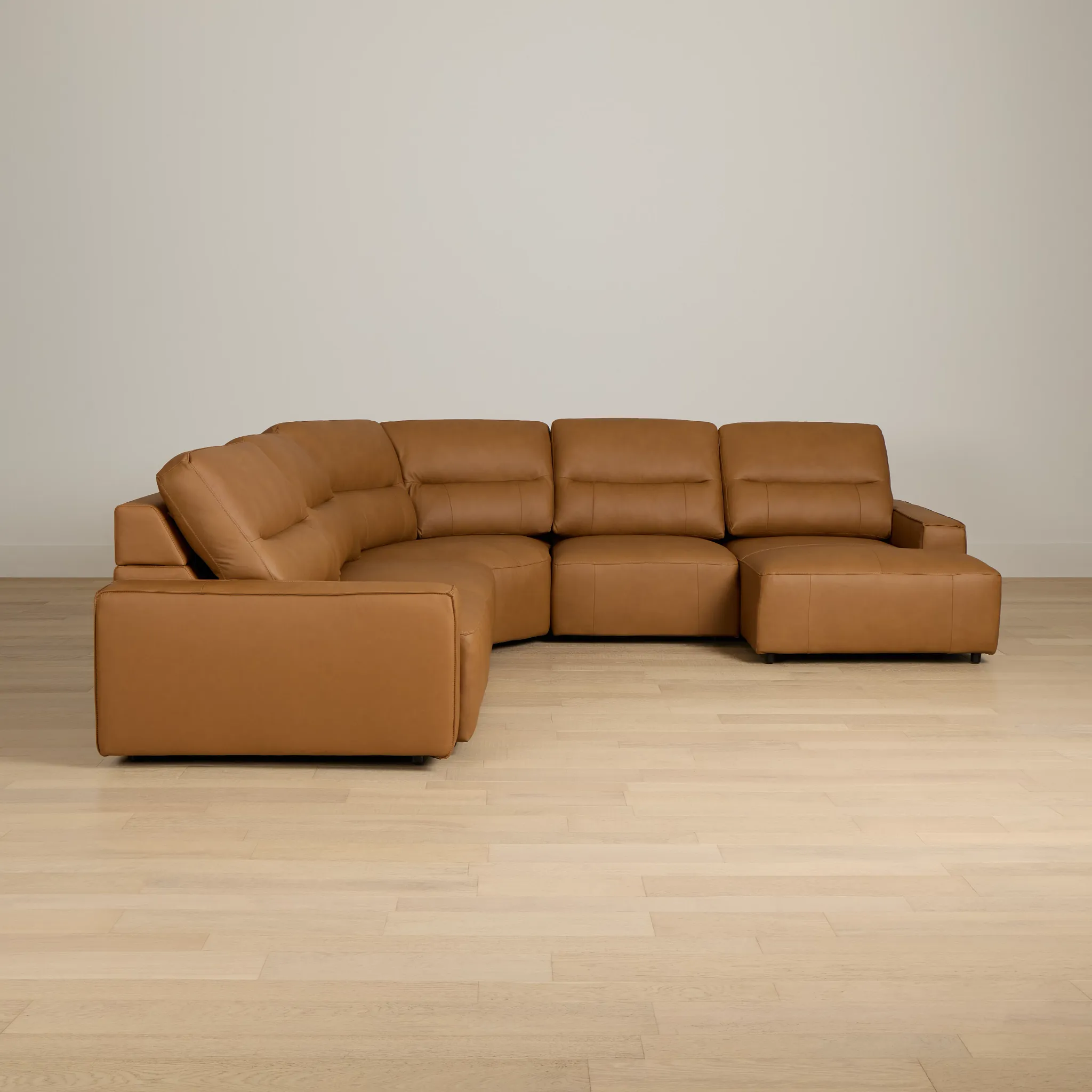 Rudy Brown Lthr/vinyl Small Left Chaise Power Extension Sectional