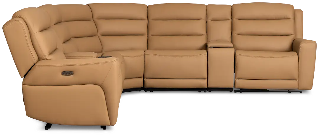 Wilder Brown Leather Large Triple Power Reclining Two-arm Sectional Wilder Brown Leather Large Triple Power Reclining Two-arm Sectional