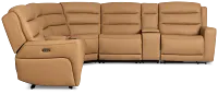 Wilder Brown Leather Large Triple Power Reclining Two-arm Sectional