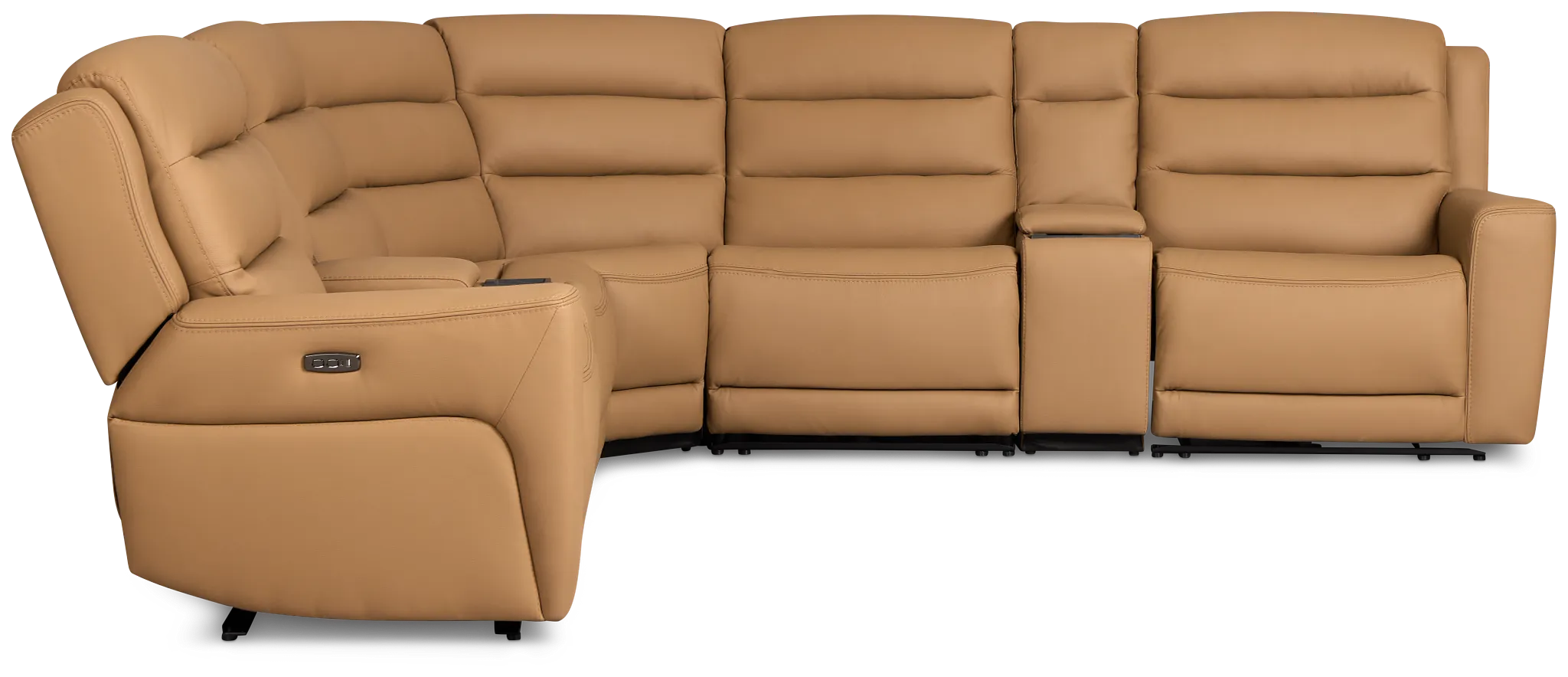 Wilder Brown Leather Large Triple Power Reclining Two-arm Sectional