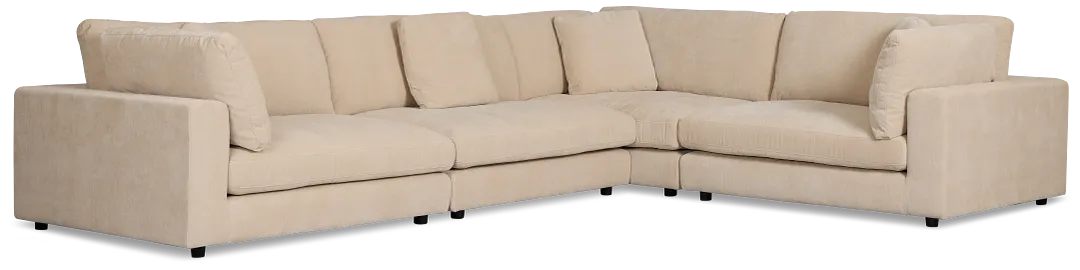 Lounge Light Beige Fabric 2-arm Left Facing Sectional