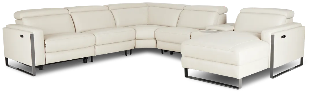 Atlas Taupe Lthr/vinyl Medium Dual Power Right Chaise Sectional