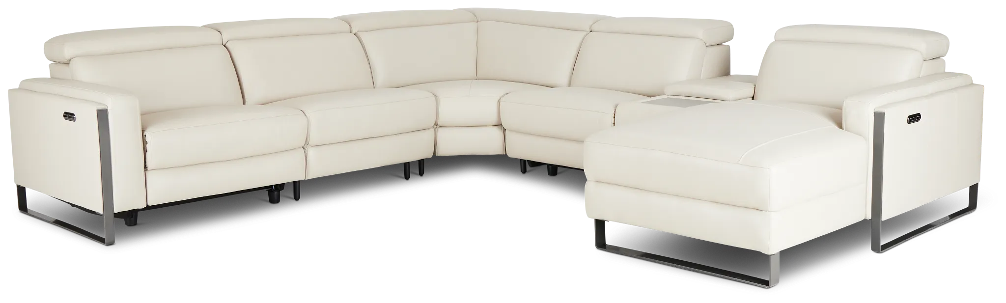 Atlas Taupe Lthr/vinyl Medium Dual Power Right Chaise Sectional