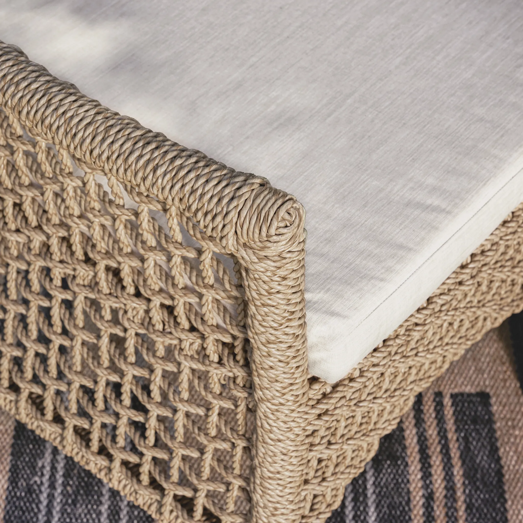 Ryan Light Beige Woven Cushioned Arm Chair