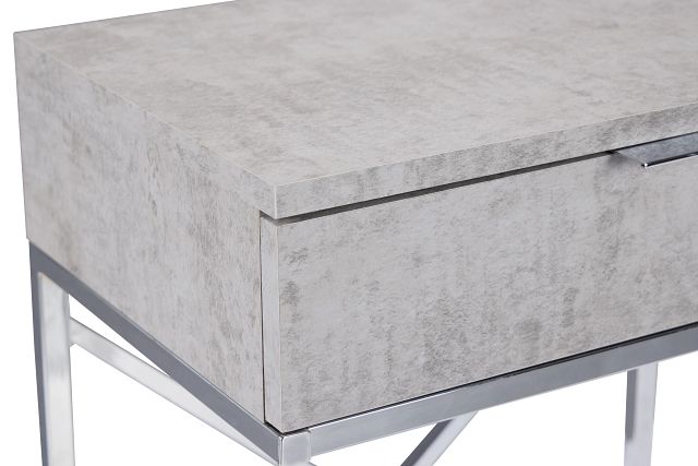 Esher Light Gray Chrome Nightstand