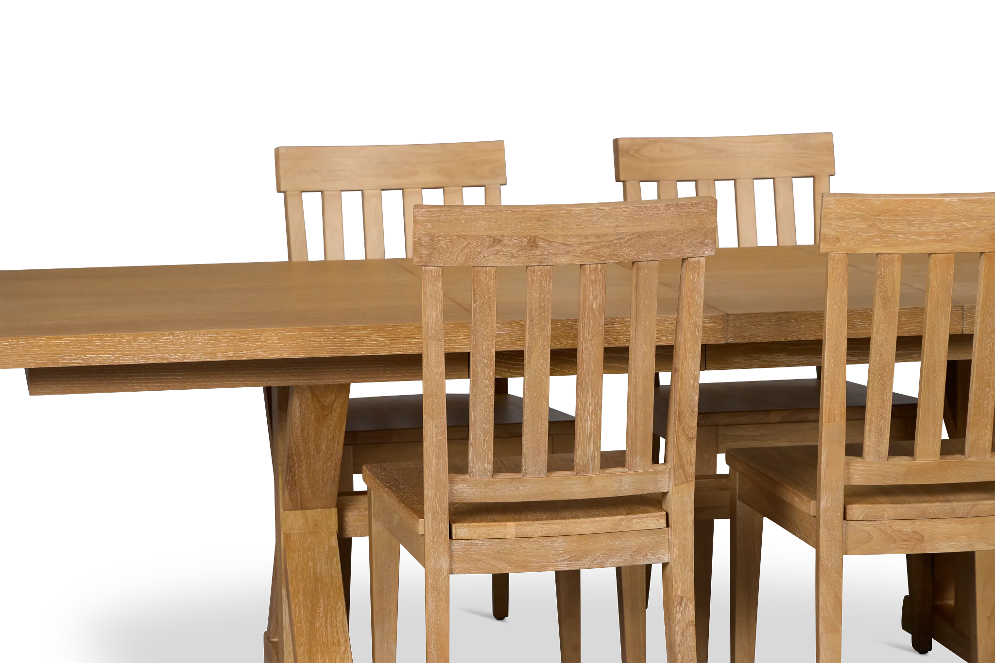 Nantucket Light Tone Trestle Table & 4 Light Tone Chairs