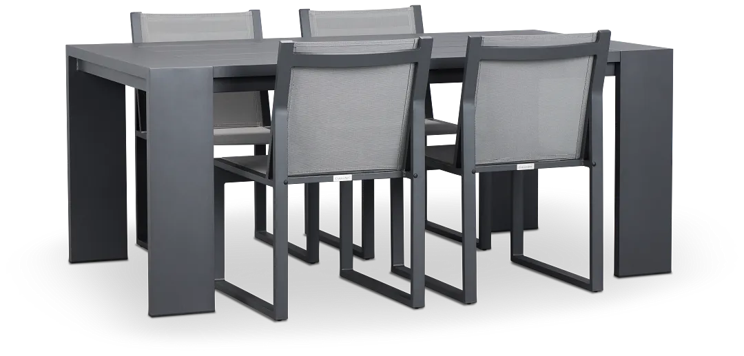 Linear Dark Gray 70" Aluminum Table & 4 Sling Side Chairs