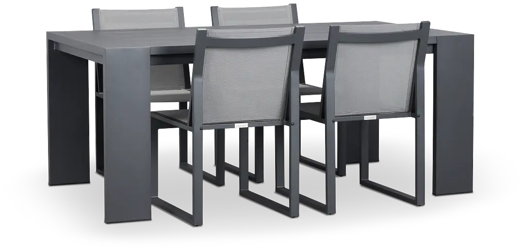 Linear Dark Gray 70" Aluminum Table & 4 Sling Side Chairs Linear Dark Gray 70" Aluminum Table & 4 Sling Side Chairs