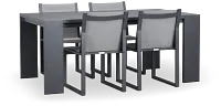Linear Dark Gray 70" Aluminum Table & 4 Sling Side Chairs