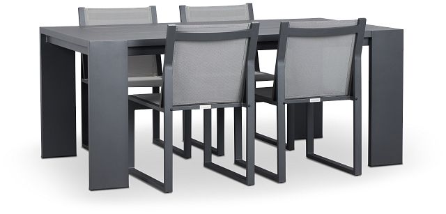 Linear Dark Gray 70" Aluminum Table & 4 Sling Side Chairs
