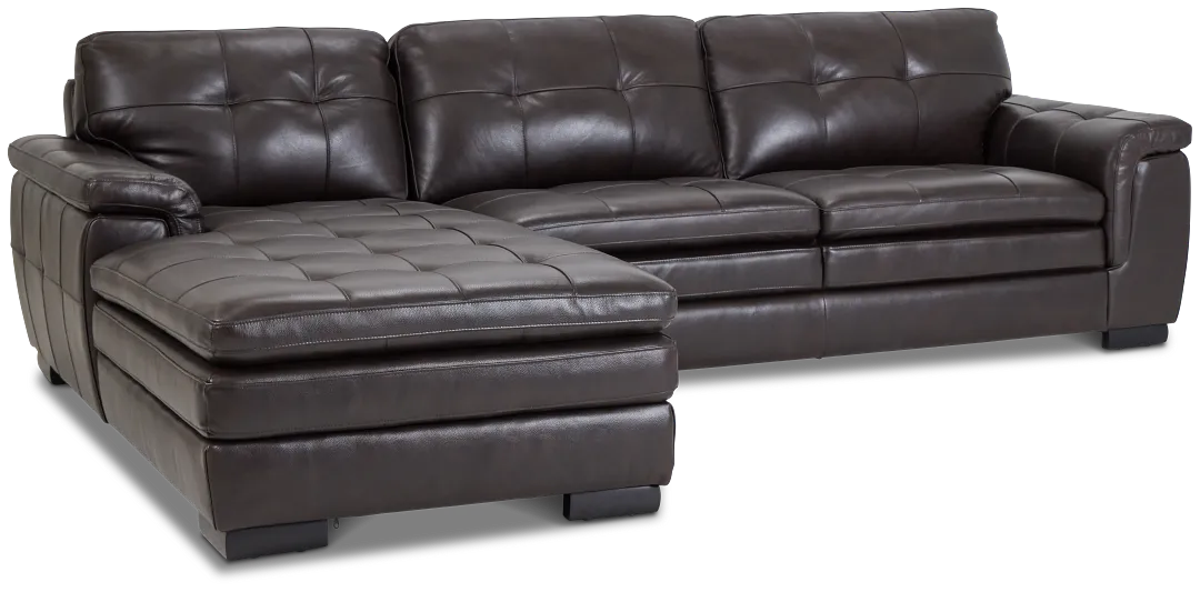 Braden Dark Brown Leather Left Chaise Sectional