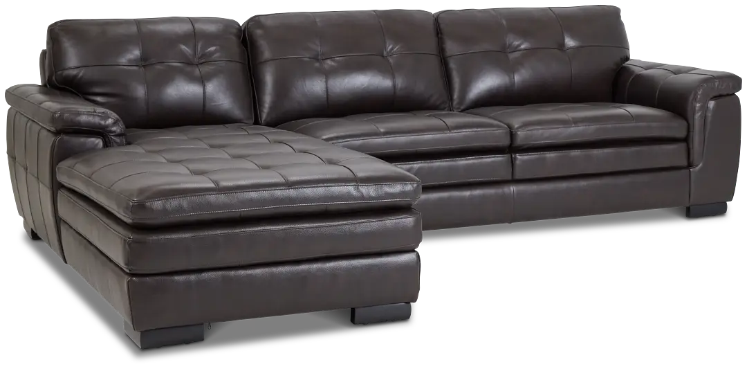 Braden Dark Brown Leather Left Chaise Sectional Braden Dark Brown Leather Left Chaise Sectional