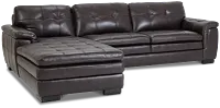 Braden Dark Brown Leather Left Chaise Sectional