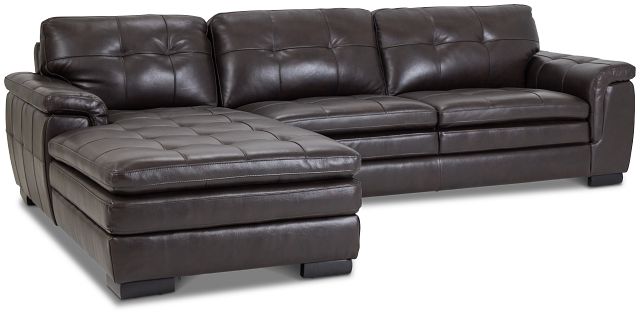 Braden Dark Brown Leather Left Chaise Sectional