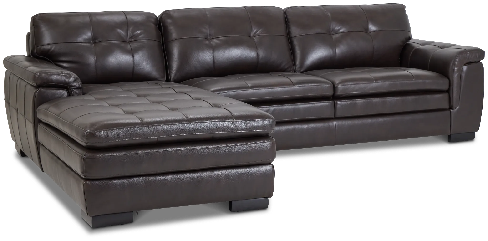 Braden Dark Brown Leather Left Chaise Sectional