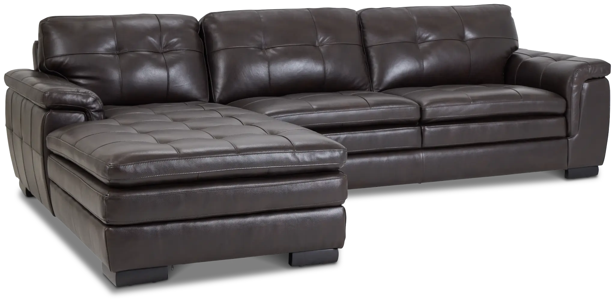 Braden Dark Brown Leather Left Chaise Sectional Braden Dark Brown Leather Left Chaise Sectional