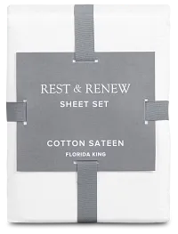 Rest & Renew Cotton Sateen White 300 Thread Sheet Set