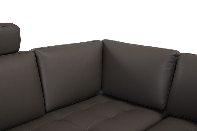 Camden Dark Gray Micro Left Chaise Sectional With Removable Headrest