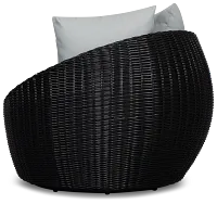 Montecito Black Curved Swivel Chair With Light Blue Cushions