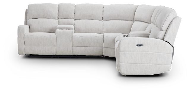 Piper Light Beige Fabric Medium Dual Power Reclining Sect With Dual Console