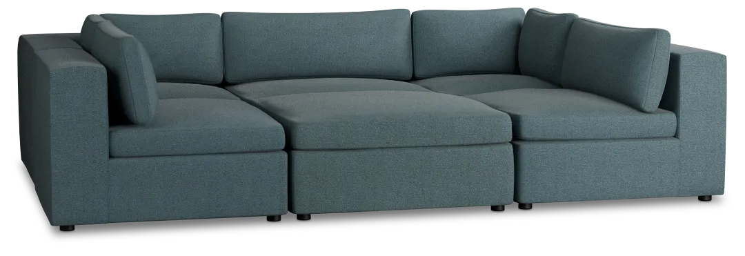 Destin Sutton Blue Fabric 6-piece Pit Sectional