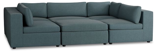 Destin Sutton Blue Fabric 6-piece Pit Sectional