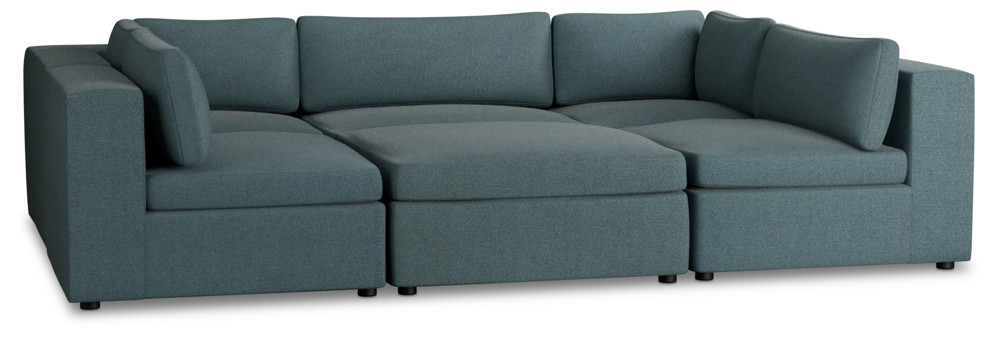 Destin Sutton Blue Fabric 6-piece Pit Sectional