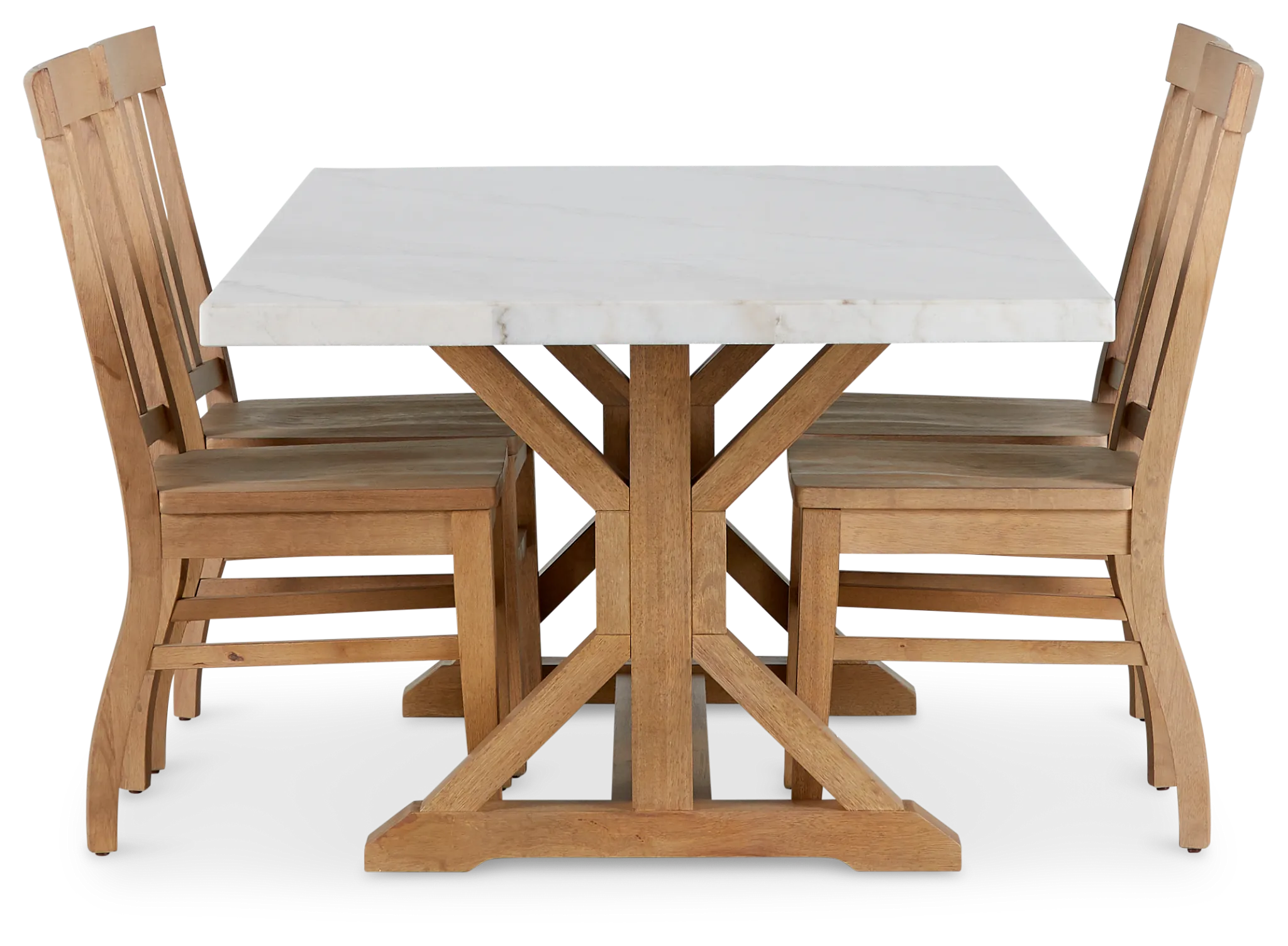 Somerset Light Tone Marble Rectangular Table & 4 Wood Chairs