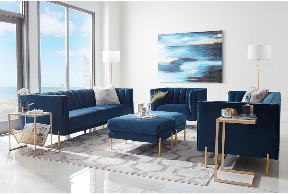 Bella Dark Blue Velvet Sofa Living Room Sofas City Furniture Bella Dark Blue Velvet Sofa Living, Dark Blue Velvet Sofa Set