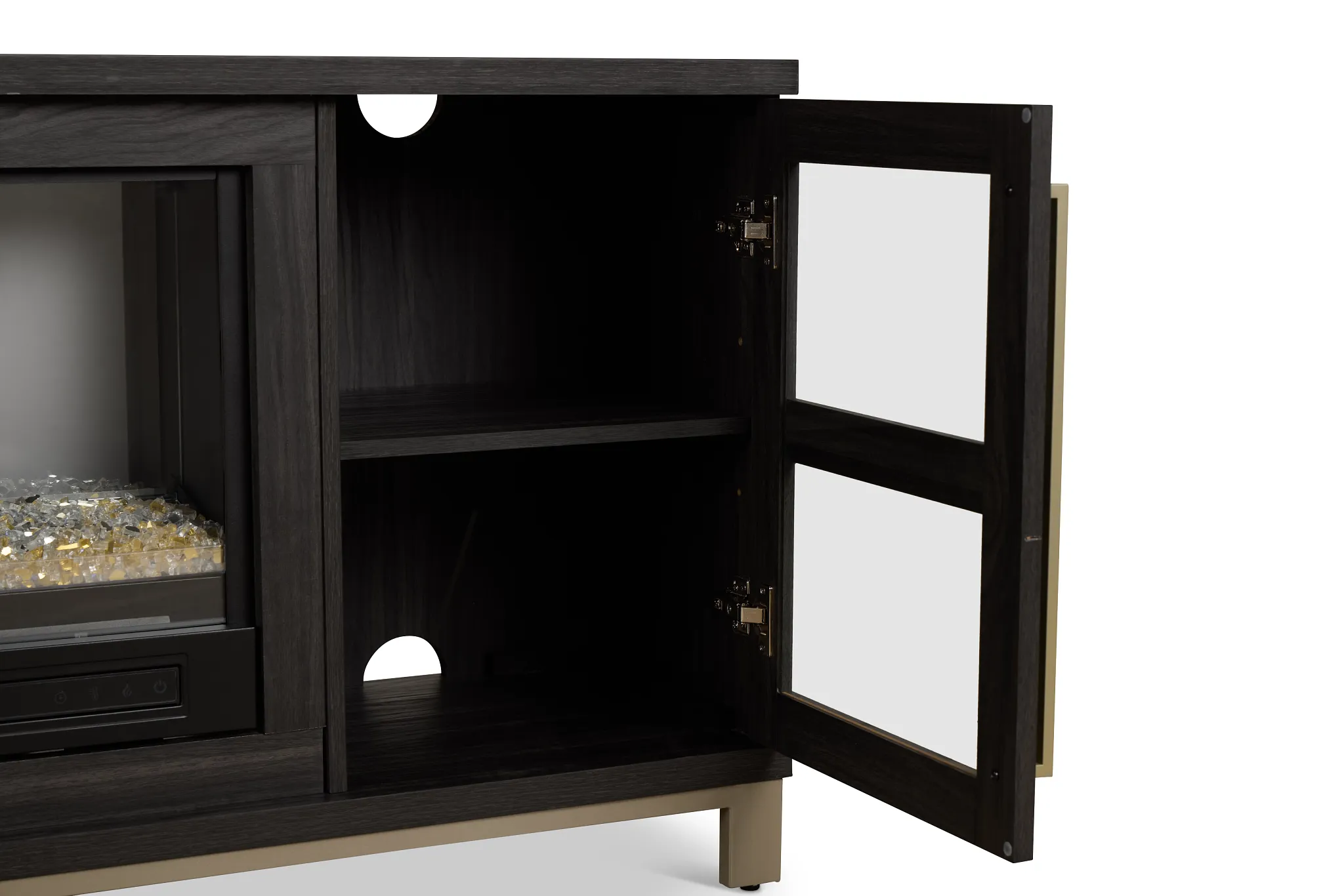 Roswell Dark Tone 65" Tv Stand With Fireplace Insert