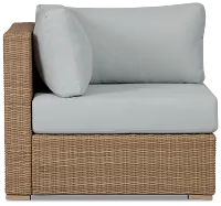 Montecito Light Tone Corner Chair With Light Blue Cushions