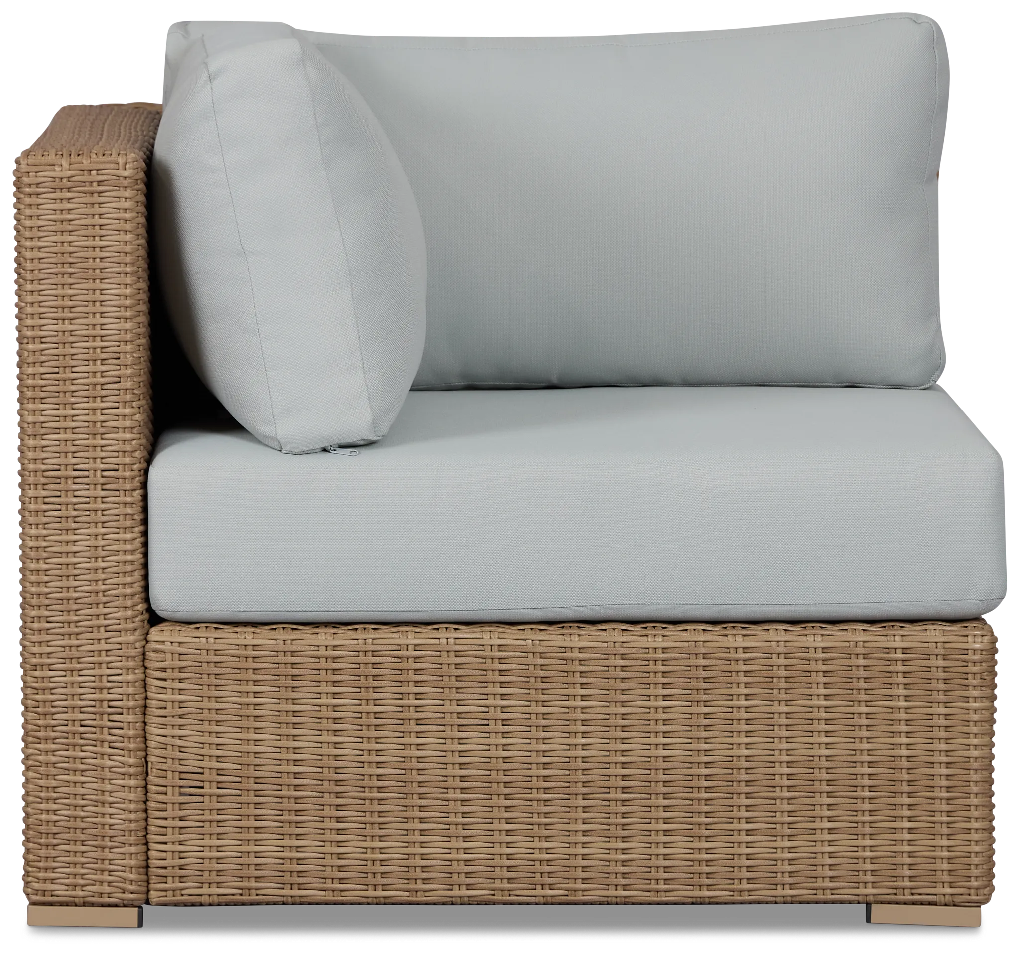 Montecito Light Tone Corner Chair With Light Blue Cushions