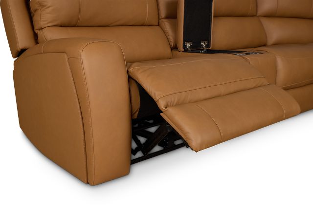 Summit Light Brown Lthr/vinyl Large Dual Power Reclining Two-arm Sectional