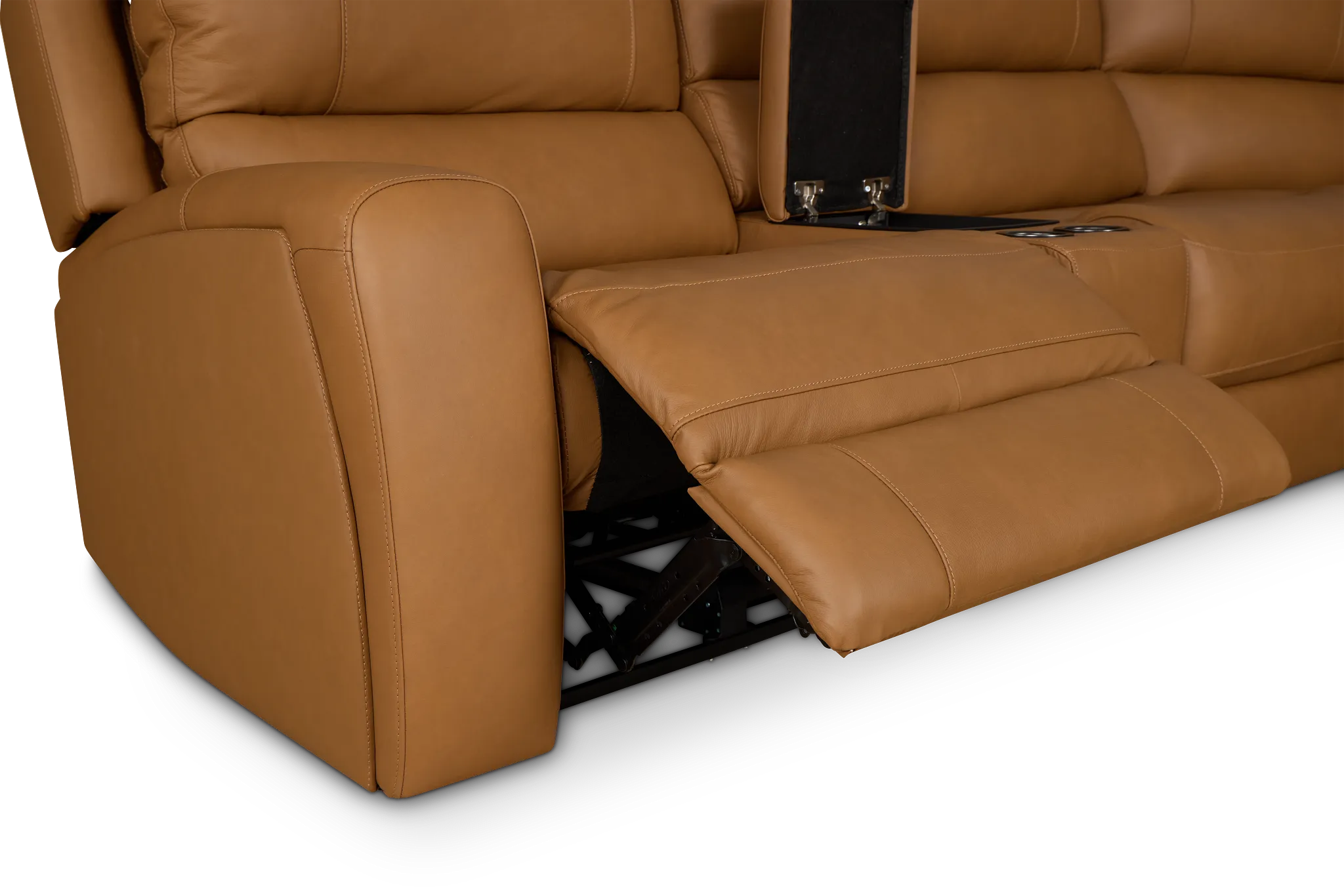 Summit Light Brown Lthr/vinyl Large Dual Power Reclining Two-arm Sectional