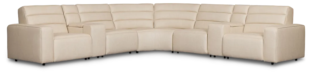 Sawyer Ivory Micro Large Triple Power Reclining Two-arm Sectional