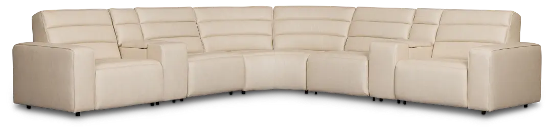 Sawyer Ivory Micro Large Triple Power Reclining Two-arm Sectional Sawyer Ivory Micro Large Triple Power Reclining Two-arm Sectional